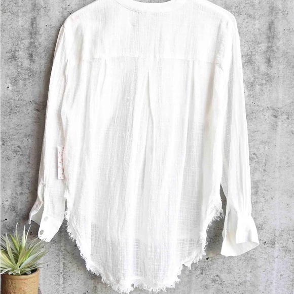 Free People White Lightweight Button Down Shirt - Picture 8 of 14